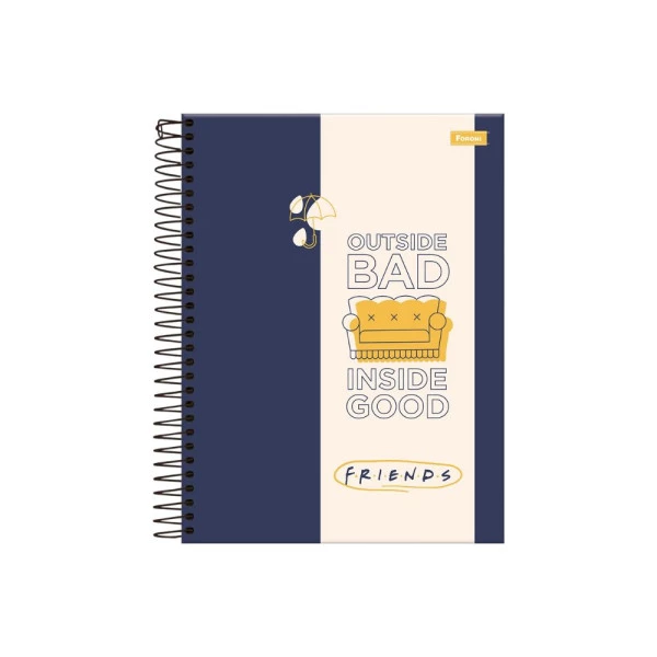 Caderno Colegial 10 Matérias Friends Azul