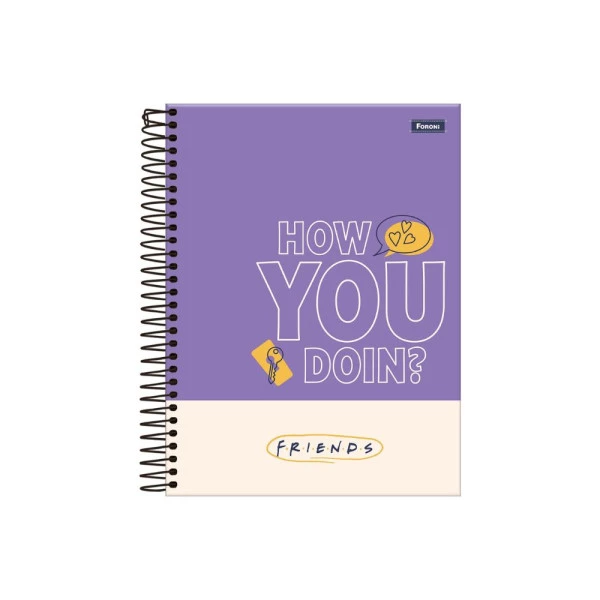 Caderno Colegial 10 Matérias Friends Roxo