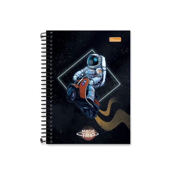 Caderno Colegial 10 Matérias Magic Trip Cadersil Astronauta Motinha