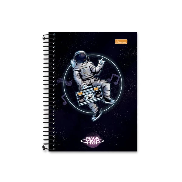Caderno Colegial 10 Matérias Magic Trip Cadersil Astronauta Rádio