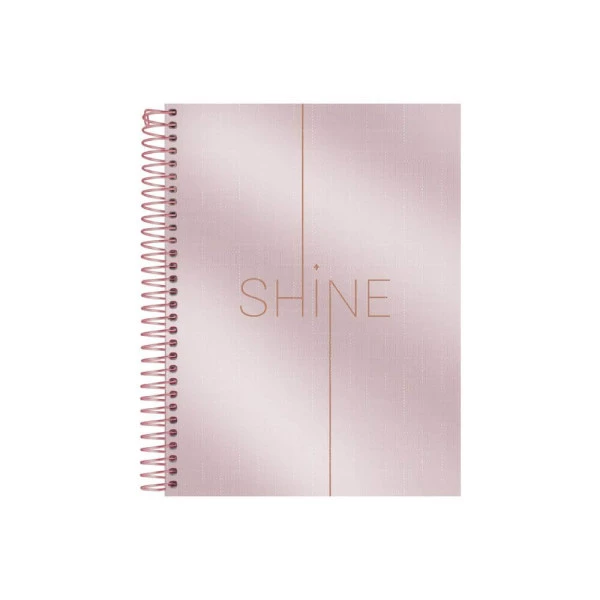 Caderno Colegial 10 Matérias Shine Foroni Rosa