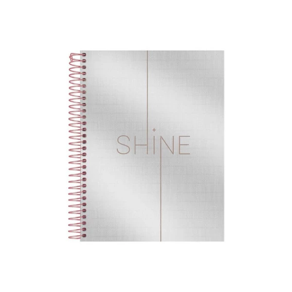 Caderno Colegial 10 Matérias Shine Foroni Prata