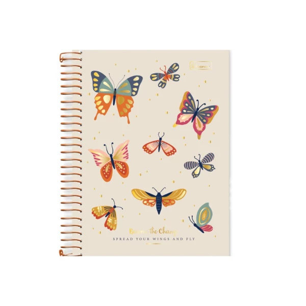 Caderno Colegial 15 Matérias Become The Change Cadersil Off White