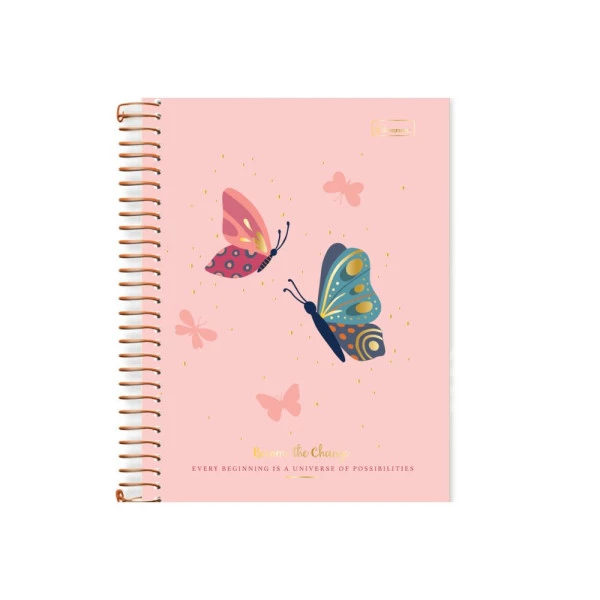 Caderno Colegial 15 Matérias Become The Change Cadersil Rosa