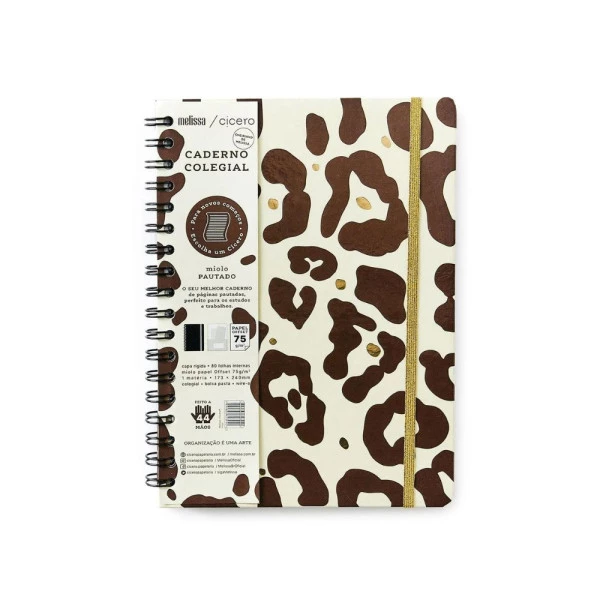 Caderno Colegial Cicero Pautado Melissa Onça 80F 17x24cm