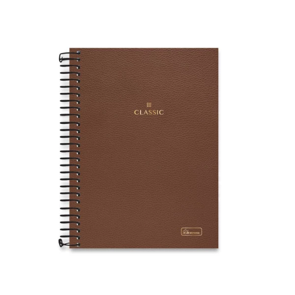Caderno Colegial Com Planejamento Mensal Classic Cadersil Marrom