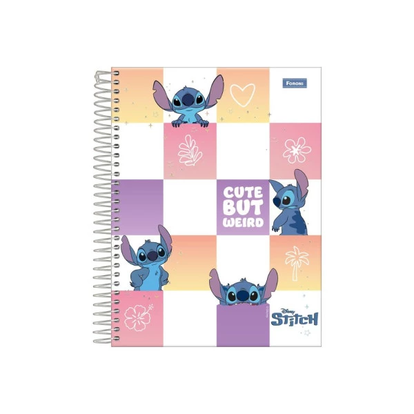 Caderno Colegial Stitch 1 Matéria 80F Foroni Cute But Weird
