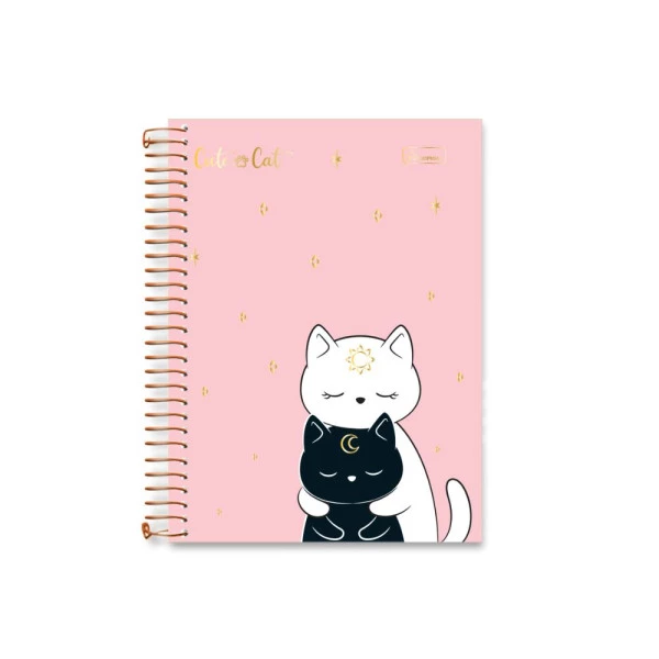 Caderno Espiral A5 Cute Cat Cadersil Rosa Hug