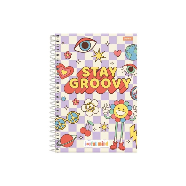 Caderno Espiral A5 Foroni Joyful Mind 80F Stay Groovy