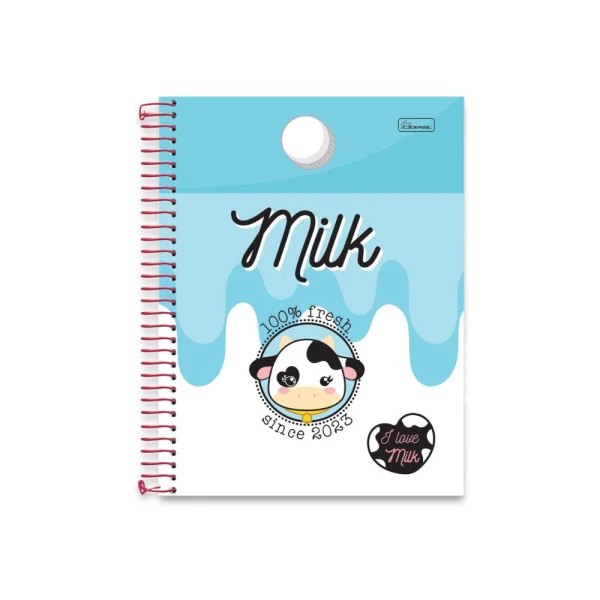 Caderno Espiral A5 I Love Milk Cadersil Azul