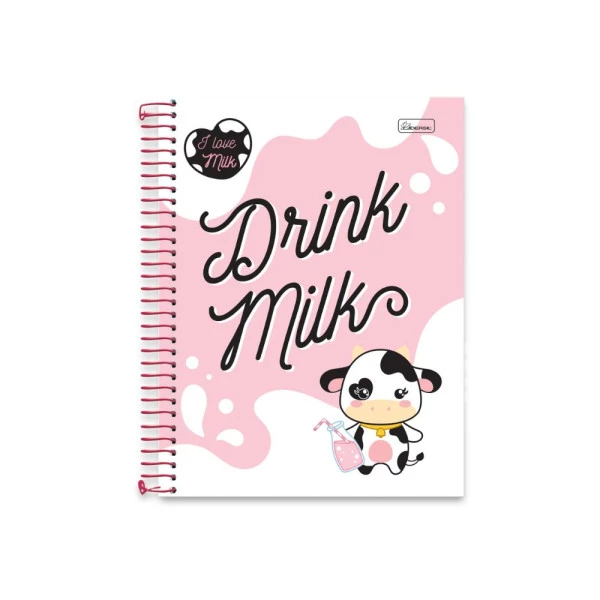 Caderno Espiral A5 I Love Milk Cadersil Rosa