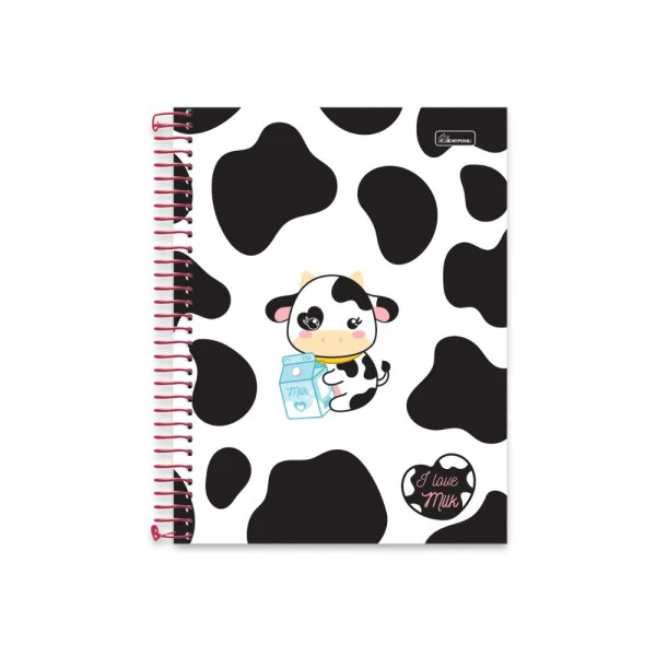 Caderno Espiral A5 I Love Milk Cadersil Vaquinha Milk
