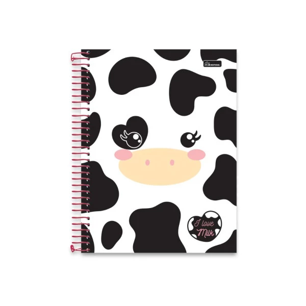 Caderno Espiral A5 I Love Milk Cadersil Vaquinha