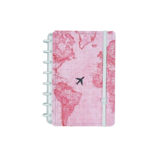 Caderno Inteligente A5 By Gocase Mapa Mundi Rosa