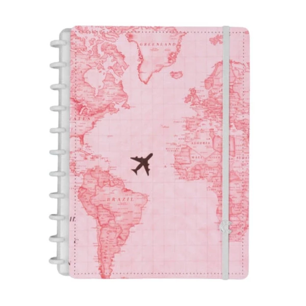 Caderno Inteligente Grande By Gocase Mapa Mundi Rosa