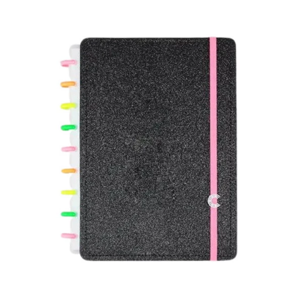 Caderno Inteligente Médio Let's Glitter Neon Black