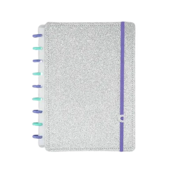 Caderno Inteligente Médio Let's Glitter Silver 2.0