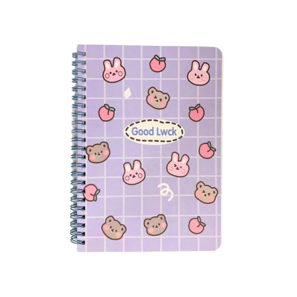 Caderno Kawaii Fofo A5 Espiral Azul Quadriculado Good Lwck
