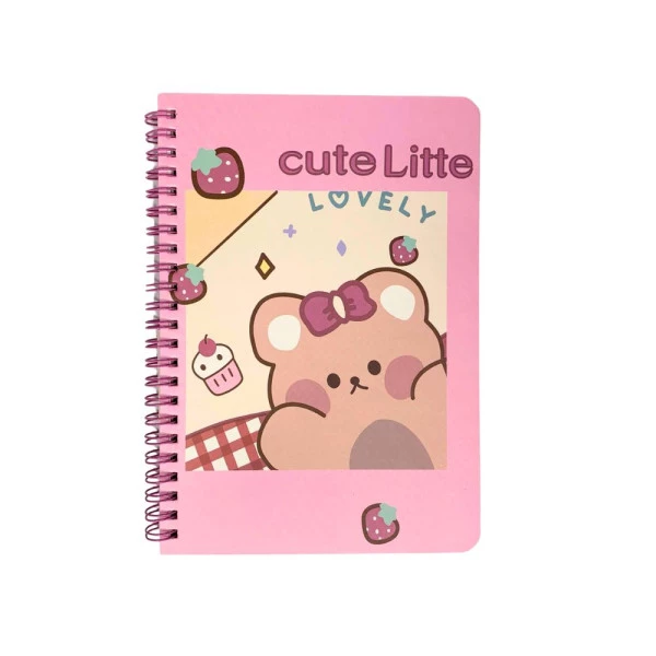 Caderno Kawaii Fofo A5 Espiral Rosa Ursinho Cute Litte
