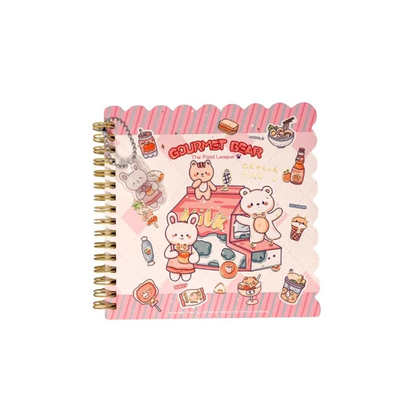 Caderno Kawaii Fofo Branco Espiral Gourmet Bear