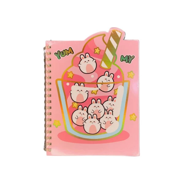 Caderno Kawaii Fofo M Coelhinhos Milk Shake