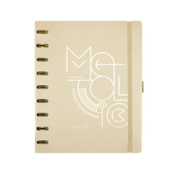 Caderno Organizador Ótima Systemflex Metalic Dourado 17;5x24