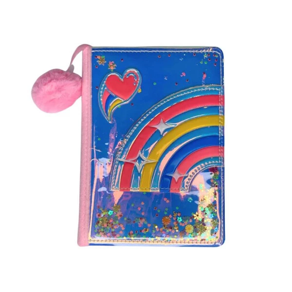 Caderno PomPom Kawaii Arco-íris