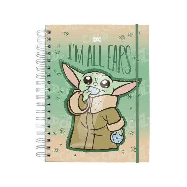 Caderno Smart Wire-o Colegial Star Wars Mandalorian Baby Yoda DAC