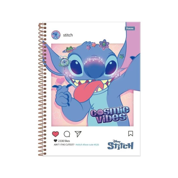 Caderno Stitch Universitário 10 Matérias 160F Foroni Selfie
