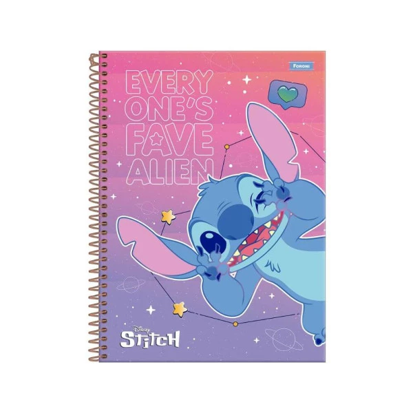 Caderno Stitch Universitário 10 Matérias 160F Foroni Fave Alien