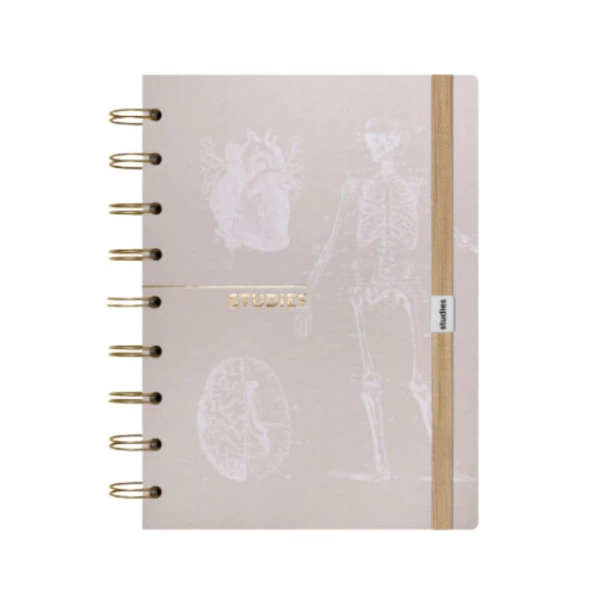 Caderno Studies Médio Anatomia Linhas Brancas