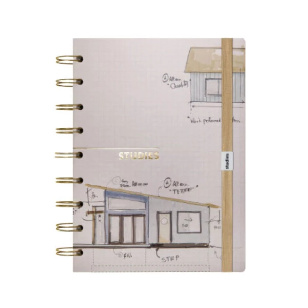 Caderno Studies Médio Arquitetura Linhas Brancas