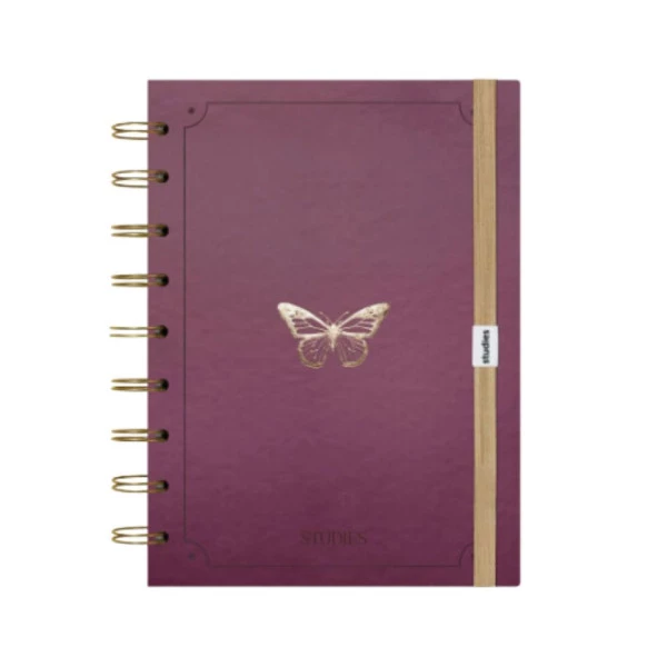 Caderno Studies Médio Borboleta Linhas Brancas