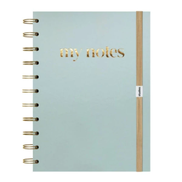 Caderno Studies My Notes Azul Pastel Linhas Brancas