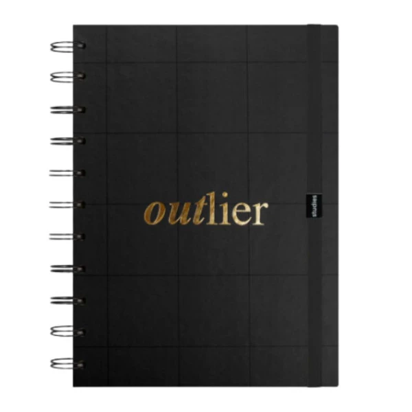 Caderno Studies Outlier Preto Linhas Brancas