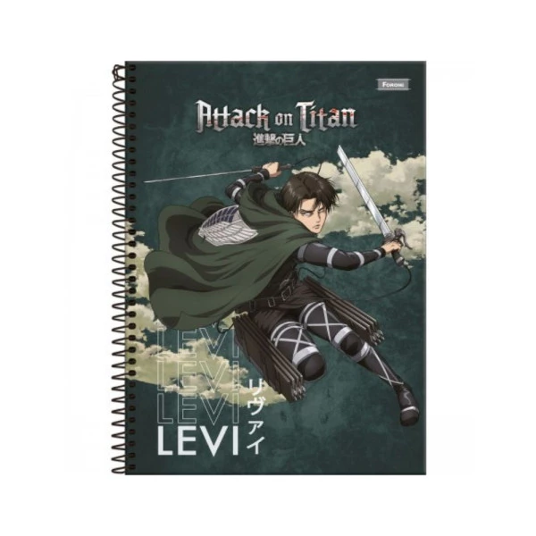 Caderno Universitário 1 Matéria 80F Foroni Ataque Aos Titans Verde