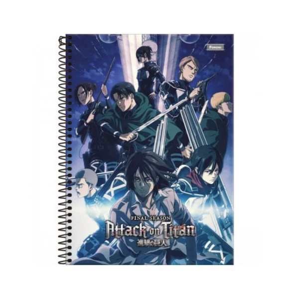 Caderno Universitário 1 Matéria 80F Foroni Ataque Aos Titans Azul