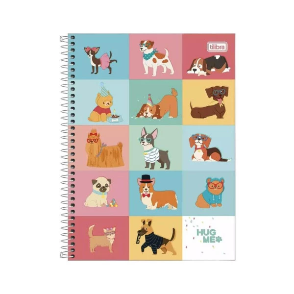 Caderno Universitário 1 Matéria 80F Hug Me Tilibra Cachorrinhos