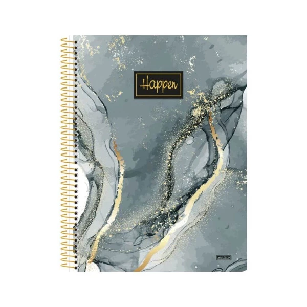 Caderno Universitário 10 Matérias Happen São Domingos Cinza