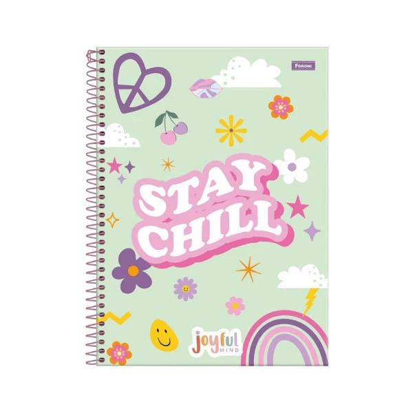 Caderno Universitário 10 Matérias Joyful Foroni Stay Chill