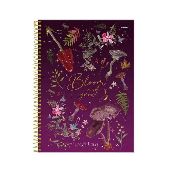 Caderno Universitário 10 Matérias Magic Land Foroni Roxo