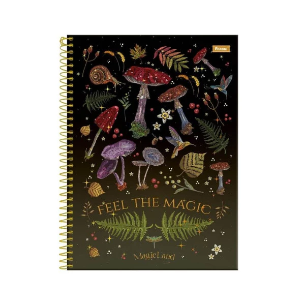 Caderno Universitário 10 Matérias Magic Land Foroni Preto
