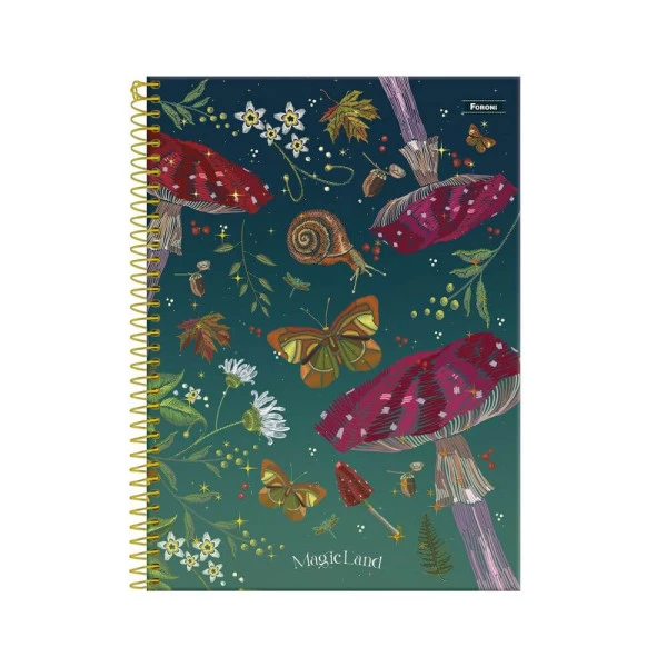 Caderno Universitário 10 Matérias Magic Land Foroni Verde