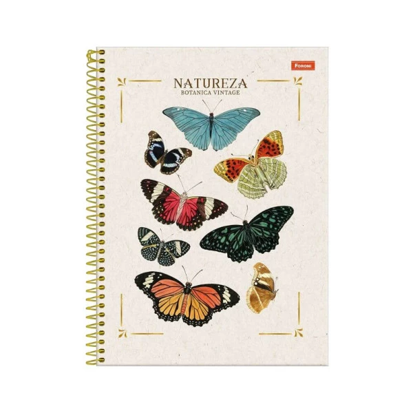 Caderno Universitário 10 Matérias Natureza Foroni Borboleta
