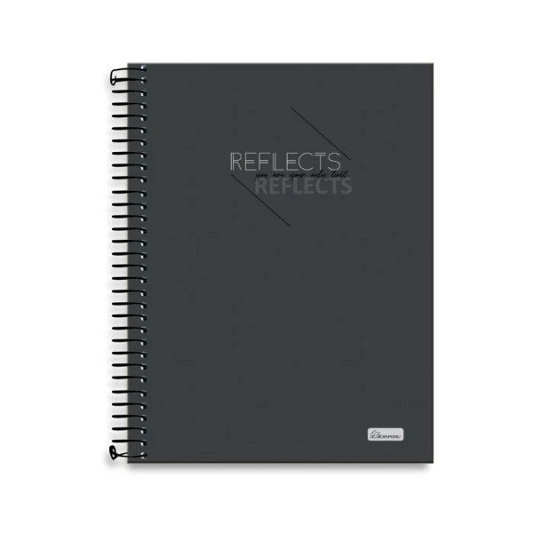 Caderno Universitário 10 Matérias Reflects Cadersil Cinza