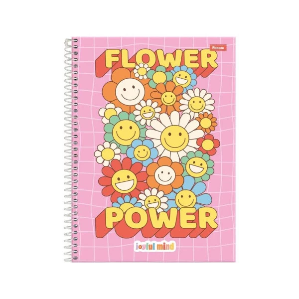Caderno Universitário 15 Matérias Joyful Mind Foroni Flower