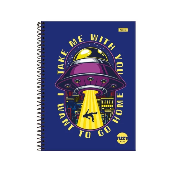 Caderno Universitário 10 Matérias 160F Fuzy Foroni Nave Espacial