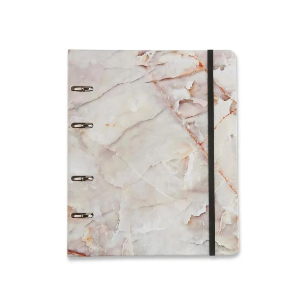 Caderno Argolado Cicero Criativo Organizador Minerais Mármore Branco 17x24cm