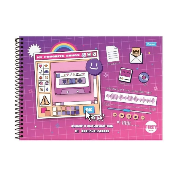 Caderno Cartografia E Desenho Fuzy Roxo Foroni 80F