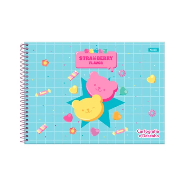 Caderno Cartografia E Desenho Sugar Rush Strawberry Foroni